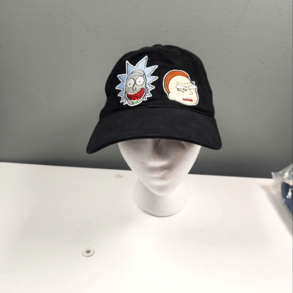 Rick & Morty Face Head Adult Swim Black Adjustable Baseball Hat Cap Embroidered